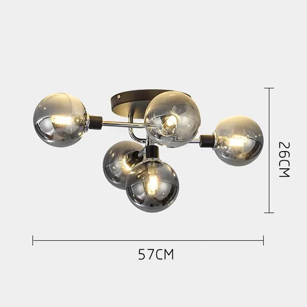 5 light E Светодиодный потолочный светильник современный стеклянный шарообразный потолочный светильник для гостиной кухни спальни домашнего освещения блеск черный хром G9 90-260 в - Цвет корпуса: 5 light E