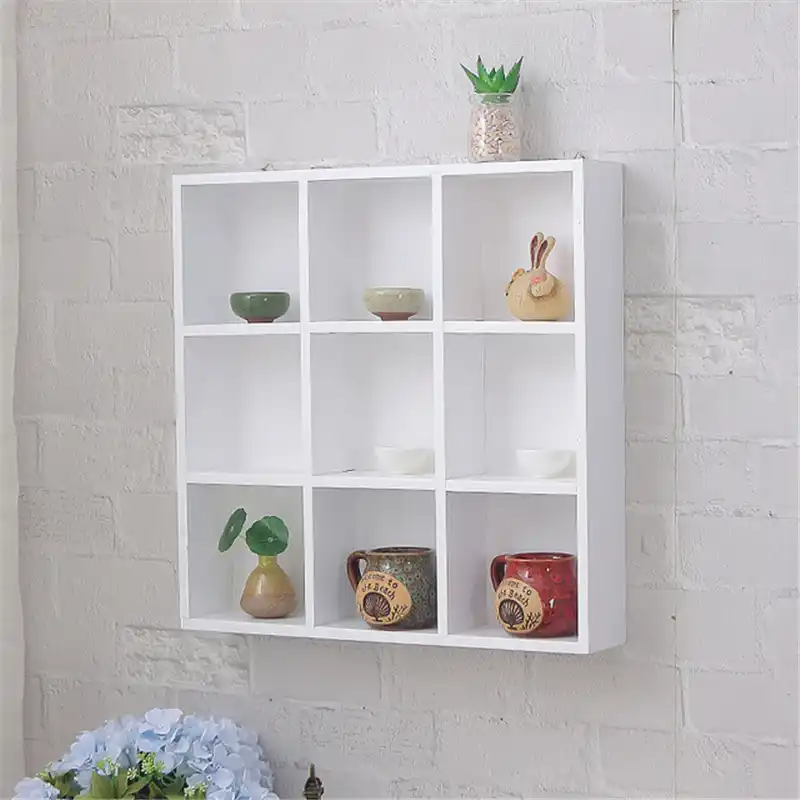Nordic Solid Wood Storage Rack Wall Mounted Bookshelf 16 Grids Wooden Wall Shelf Creative Bedroom Living Room Metope Bookcase Bookcases Aliexpress
