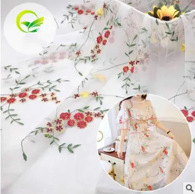 

Mesh Lace New Small Red Flower Embroidery Women's Clothing Fabric