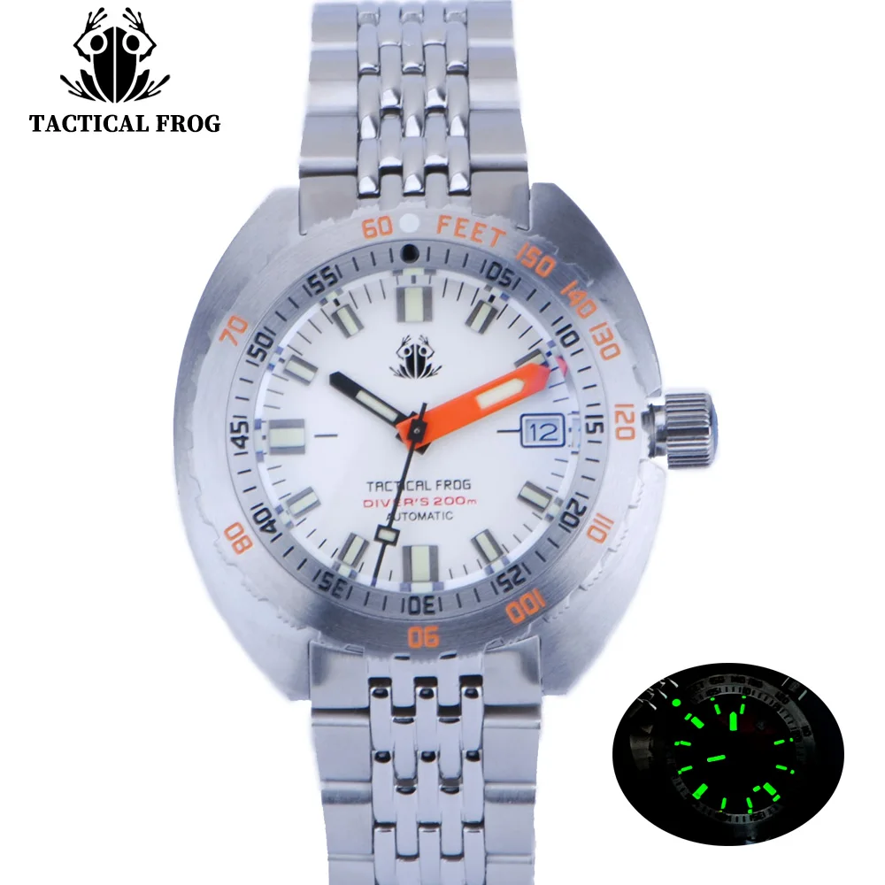 

Tactical Frog Men's Diver Watch SUB 300T Version 2 44mm White Dial Sapphire Glass NH35 Automatic Movement 20ATM Waterproof Lume