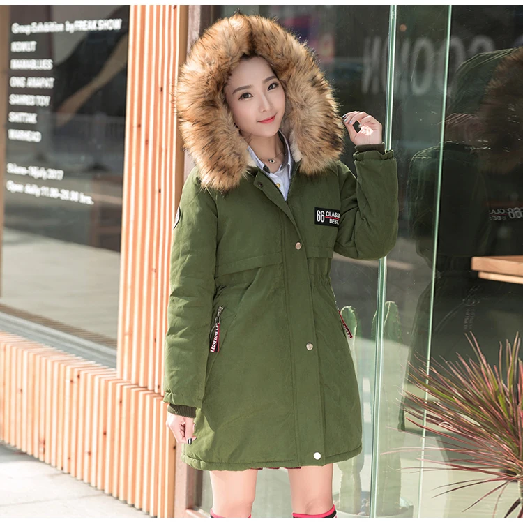 Photo Shoot Winter Middle And High School Students New Style plus Velvet Cotton Coat Korean-style Women's Mid-length Large