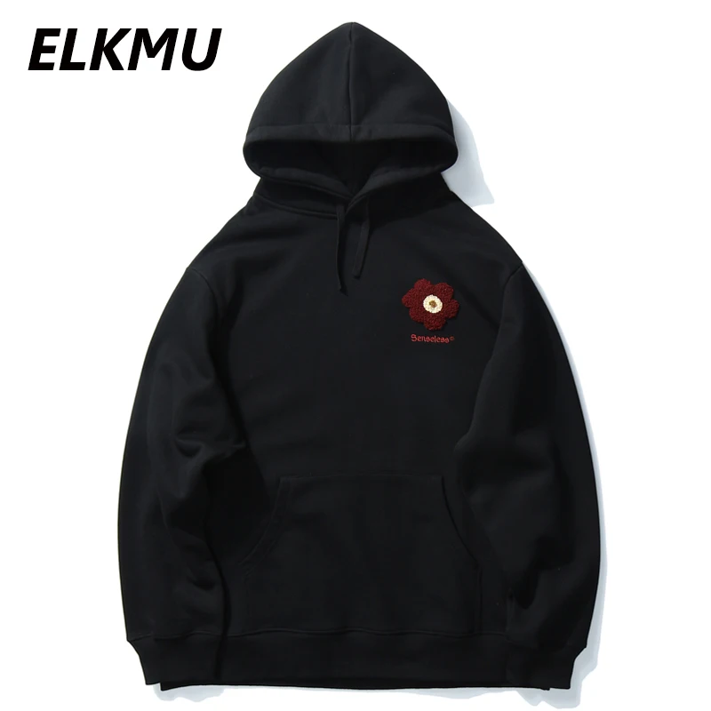 Свитшоты с капюшоном ELKMU толстовки хлопковый пуловер вышивкой и цветами 2020