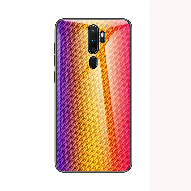 Модный чехол для Oppo A9 A5, чехол из углеродного волокна с текстурой стекла, гибридный мягкий силиконовый чехол для Oppo A11 A11X, чехол для задней панели телефона - Цвет: Золотой