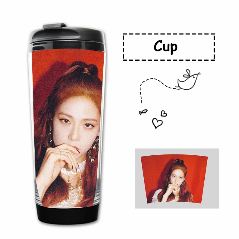 Kpop BLACKPINK постер водяная чашка BLACKPINK Curve чашка с двойными стенками пластиковая чашка BLACKPINK Fans подарки, Прямая поставка - Цвет: JISOO