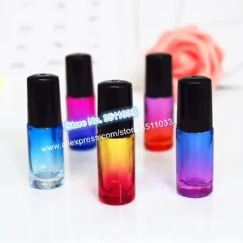 

5ml Cosmetic Glass Roll on Bottle with Steel Bead Gradual Blue Essential Oil Bottles Pink Purple Perfume Roll on Glass Bttle