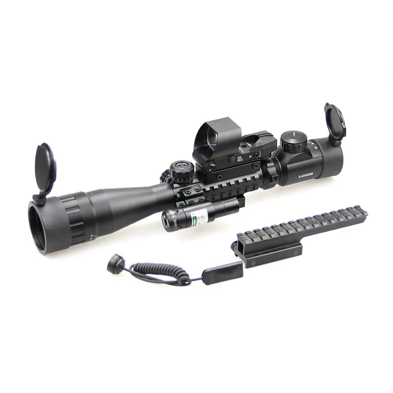 Тактические оптические прицелы 3-9x40 мм Охотничья винтовка с дальним красным лазерным прицелом, используемым для охоты