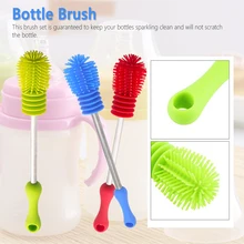 Новая качественная силиконовая детская бутылка, щетка для очистки кремния, щетки с длинной ручкой для маленьких детей, щетки для очистки бутылки молока
