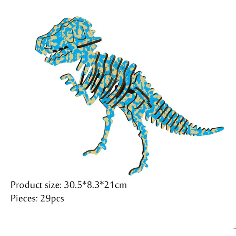 Wooden Dinosaur Toys Buliding Bricks Wooden Constructor Educational Toys for Kids 3D DIY Puzzle Model - Цвет: C003