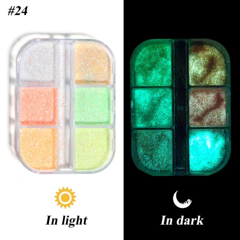 Colors Mermaid Sugar Powder Nail Glitter Glow In Dark Luminous Dipping Powder Pigment Flake Spangle Manicure Decor JI1909-23