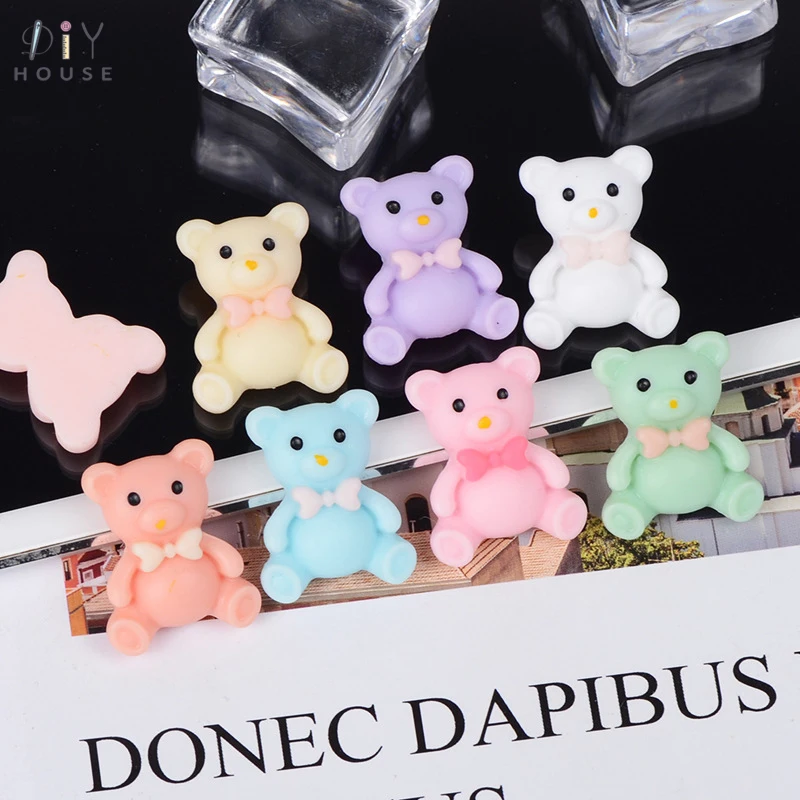 

10/20/30Pcs Cute Bear Flat Back Planar Resin DIY Craft Supplies Home Figurines Phone Shell Decor Headwear Accessories Materials