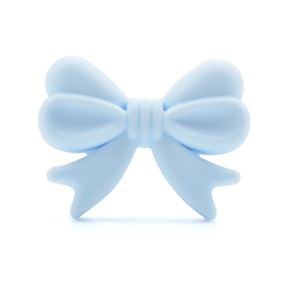 pastel blue LOFCA 5 шт. силиконовые бусины с бантом DIY пищевой силиконовый прорезывающий сосок милый силиконовый Прорезыватель держатель аксессуары - Цвет: pastel blue