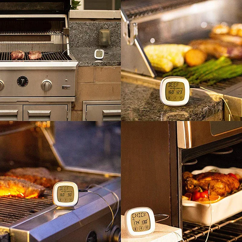 Digital Meat Thermometer for Grill- Oven Smoker Kitchen Cooking Instant Temperature Reader Gauge with Metal Wired Spare Probes