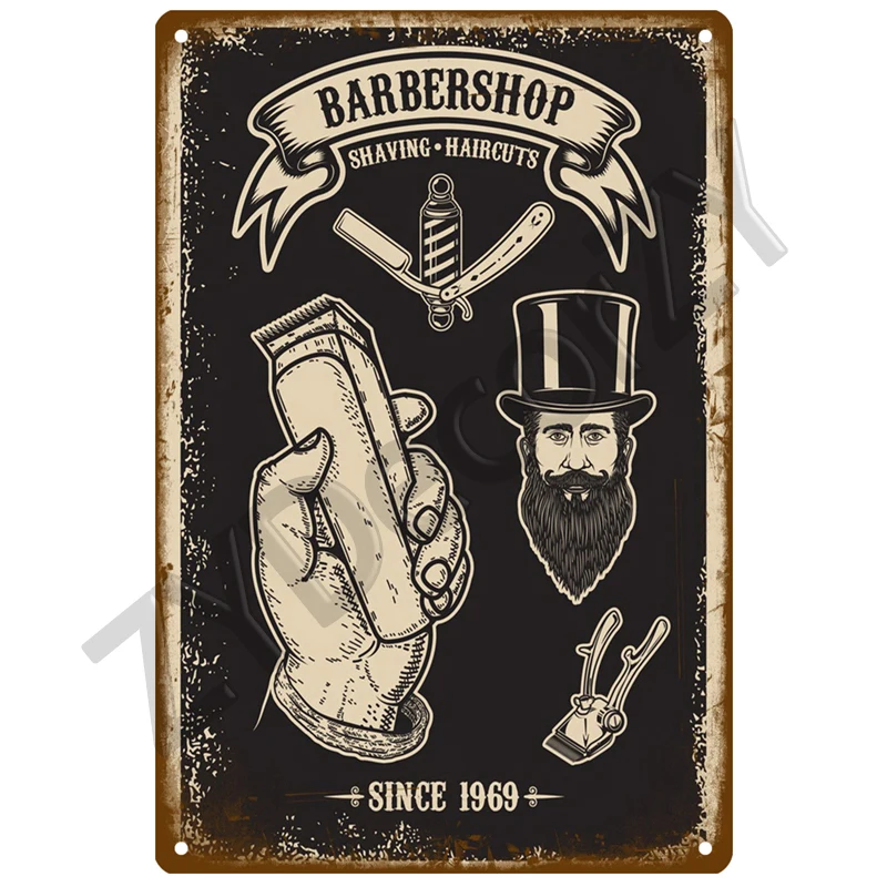 Metal wall signs,metal signs,metal wall art Barber Shop Tin Sign Poster Vintage Wall Posters Metal Sign Decorative Wall Plate Kitchen Plaque Metal Vintage Decor Accessories