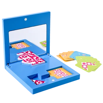 

Kids Wood Mirror Puzzle Tangram Puzzles Jigsaw Puzzle 31Pcs Cards with Wooden Box Mirror Principle Science Toys for Children 3+
