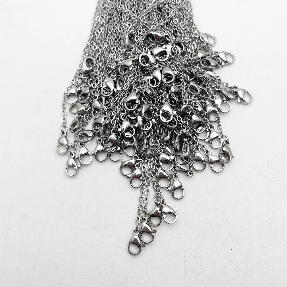fashion 45cm+5cm  2MM jewelry stainless steel cords chain Necklace necklace lanyard charm pendant clasp lobster clasp 100pcs/lot