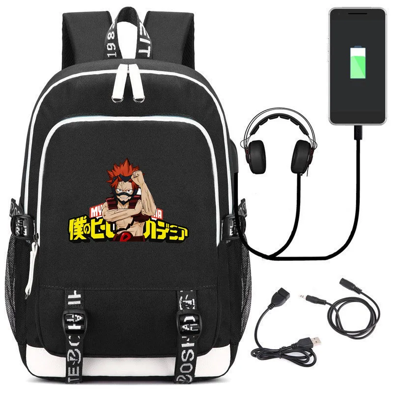 Школьные сумки My Hero Academy Kirishima Eijiro, аниме, сумка для книг, Женская дорожная сумка, usb зарядка, рюкзак для ноутбука, Мультяшные мужские сумки - Цвет: 3