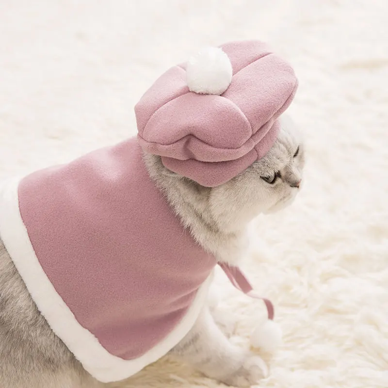 2 шт./компл. красивая кошка Костюмы Pet Одежда рисунком героя мультфильма "Гарфилд" плащ береты плотное домашних животных костюмы кошек Кепки