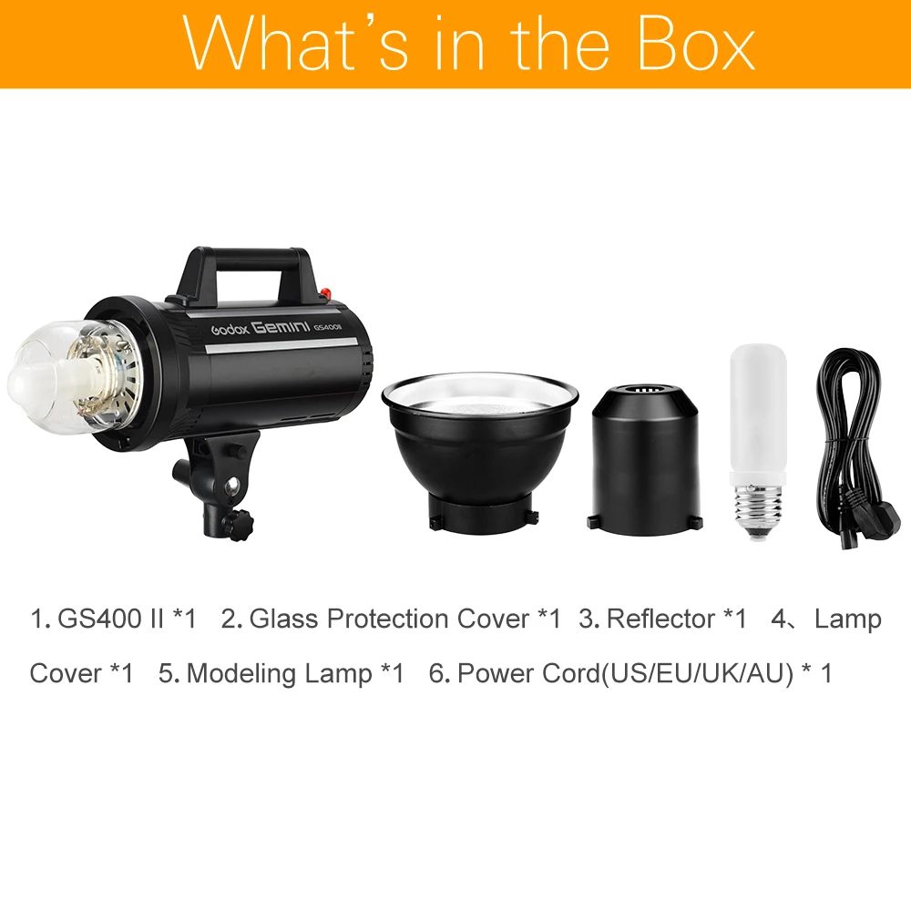 Godox GS400II GS400 II 400Ws GN65 Professional Studio Strobe with Built-in Godox 2.4G Wireless X System the flash