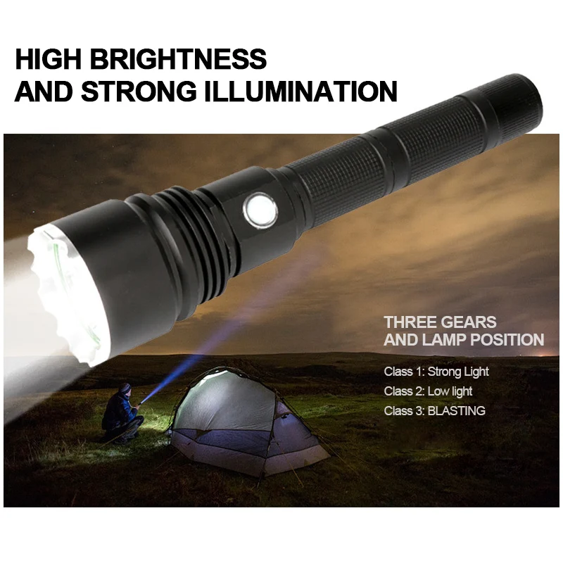 

20W XHP50 most powerful led flashlight usb Zoom Tactical torch Hunting Camping 26650 Rechargeable battery hand light