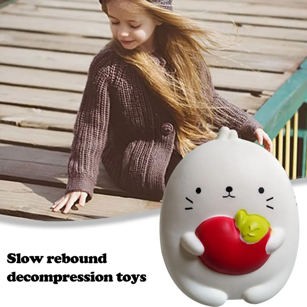 Мини мультфильм Яблоко Кролик ПУ кукла медленное восстановление декомпрессионная игрушка пена расслабленная игрушка украшение мягкая игрушка торт образец модель