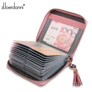

Genuine Leather Women Credit Card Holder Wallet Large Capacity Passport Cover Business Card Bag Case Coin Purse by 40 Cards