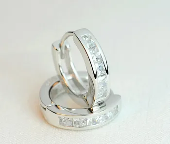

925 real silver earrings for women square zircon