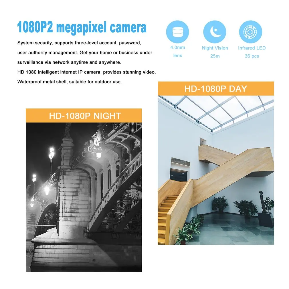 LESHP HW20 1080P 2,0 мегапиксельный прогрессивный CMOS сенсор 36 шт. ИК светодиодный с wifi цветной CCD ip-камера для домашней безопасности с европейской вилкой