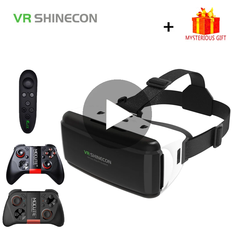 VR Shinecon G06 шлем 3 D 3D видео виар вр очки виртуальной реальности для iPhone Android смартфона смарт телефона игр умные смартфонов дополненной ачки комплект видеоочки с экраном контролерами электронные стерео кино