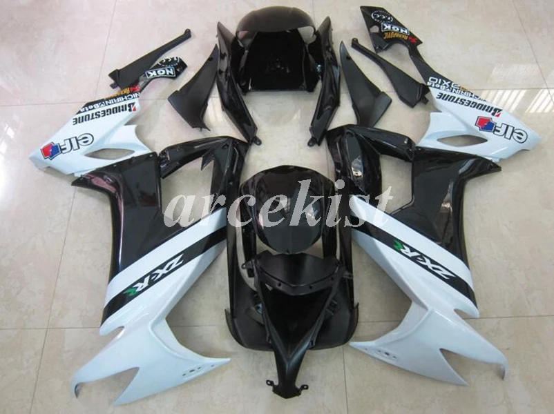 4 подарки ABS пластик полный обтекатель комплект подходит для Kawasaki Ninja ZX-10R 2008 2009 2010 08 09 10 10R Кузов Набор черный белый Эльф