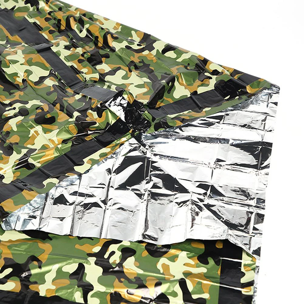 First Aid Waterproof Sleeping Bag Thermal Blanket Portable Camouflage Printed Survival Tool Hiking Outdoor PE Emergency Tent
