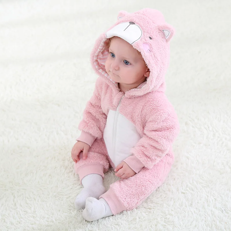 Милые детские комбинезоны; Одежда для мальчиков и девочек; костюм для новорожденных; комбинезон для младенцев; зимняя Пижама с обезьянкой; ropa bebe recem nascido - Цвет: Pink Bear