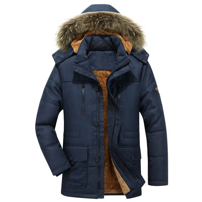 dark blue Толстая теплая парка для мужчин новая теплая зимняя длинная куртка для мужчин с капюшоном в стиле милитари для мужчин размера плюс зимнее пальто M-5XL - Цвет: dark blue