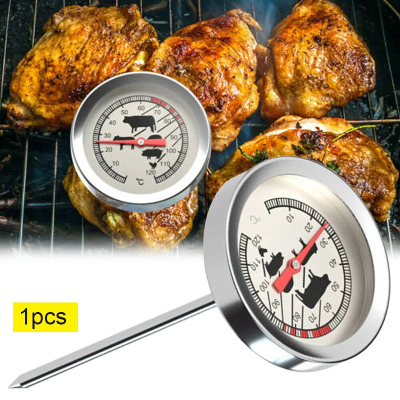 1pcs Outdoor Garden BBQ Thermometer Milk Coffee Stainless Steel Heat-Resistant Tool PI669 - Цвет: 1pcs