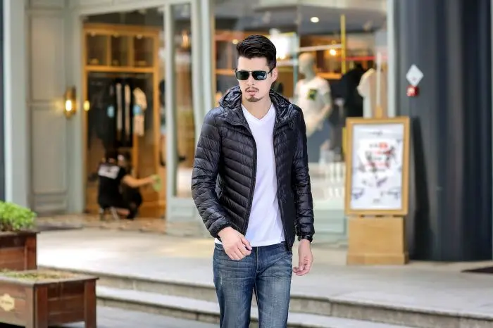Autumn And Winter New Style Korean-style Ultra-Thin down Jacket Plus-sized Menswear Short Hooded Sports Jackets Outdoor