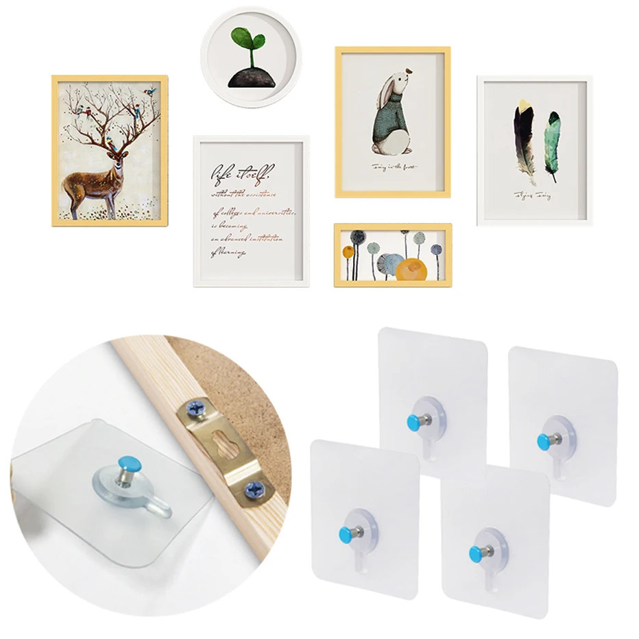 Colgador de cuadro decorativo de pared, gancho de pintura autoadhesivo multiusos, 4/8/12/16/20 unids/lote