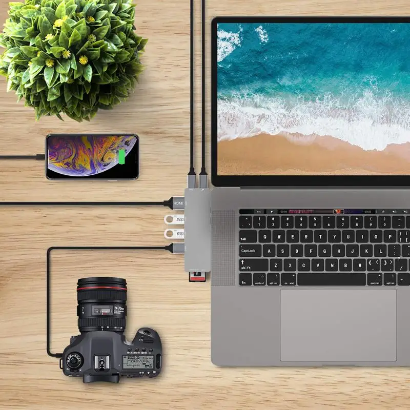 8 в 1 двойной USB C концентратор 3xUSB3. 0+ HDMI+ USB-C PD+ TF карта+ USB-C адаптер для передачи данных