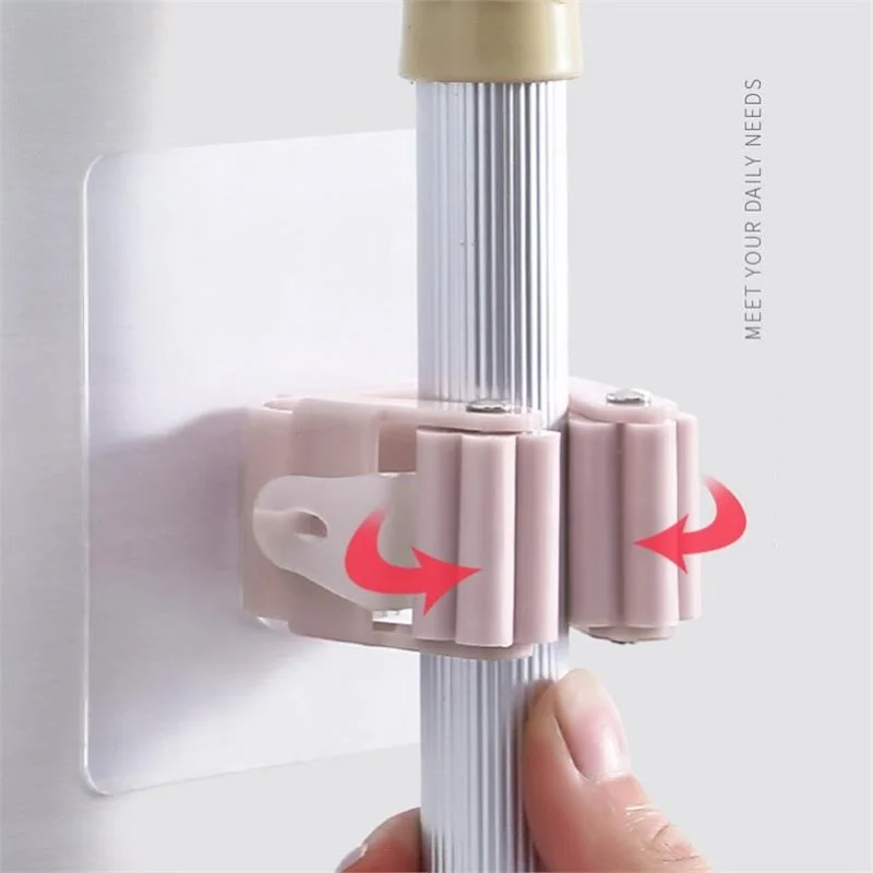 Wall Mounted Mop Organizer Holder Brush Broom Hanger Home Storage Rack Bathroom Suction Hanging Pipe Hooks Household Tools