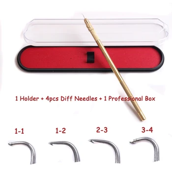 

Alileader Professional Lace Wig Making Needles Golden Ventilating Needles For Wig Making Quality Copper Handle With 4 pcs Needle
