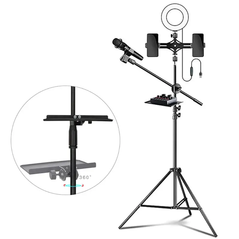  Black Sound Card Tray Live Broadcast Microphone Rack Stand Phone Clip Holder 200x130MM