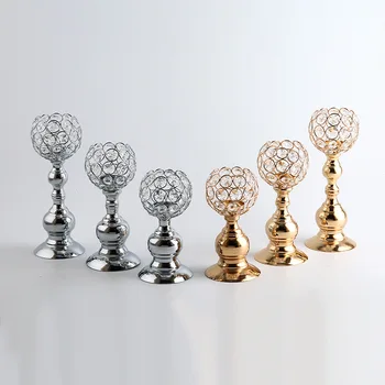 

Crystal Gold Candlestick Romantic Candle Holder Party Bar Home Candelabra Cute Wedding Centerpiece Candle Lantern