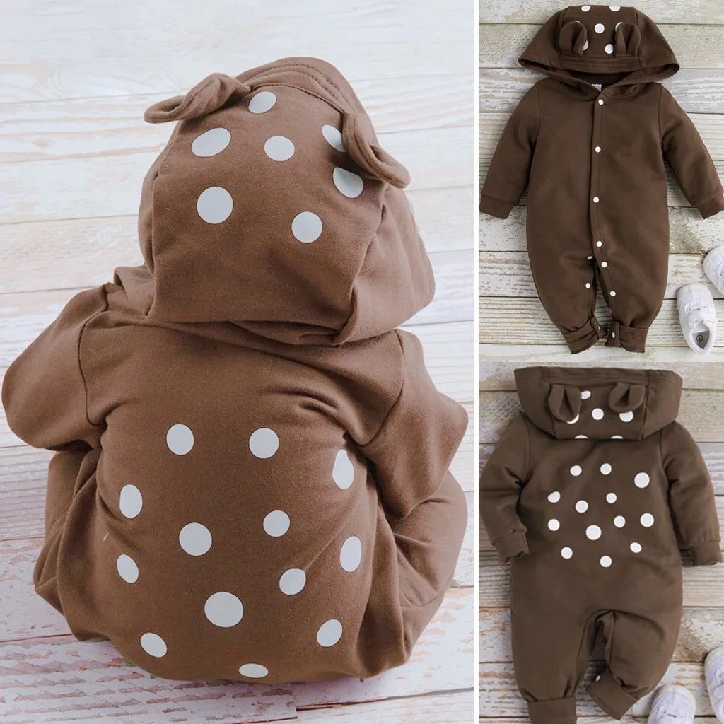 

Baby Clothes Hooded Single Breasted Romper Baby Boy Clothes Dot Long Sleeve Winter Jumpsuit Romper Baby Roupa Infantil Menino