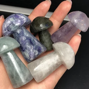 

Natural crystal carving mushroom, reiki cure home decoration products
