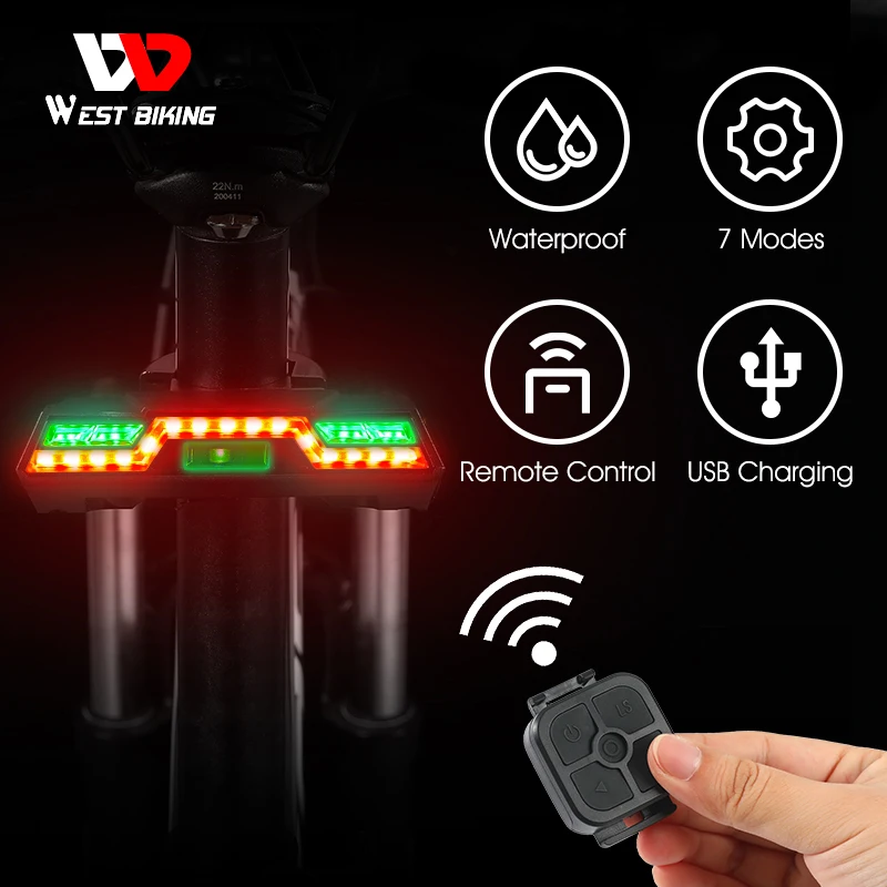 West Biking Bike Turn Signal Light Smart Remote Control Direction