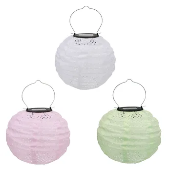 

8 inch Waterproof Solar LED Chinese Lantern Light Outdoor Garden Decorative Round Hanging Lamp forWedding Holiday Party