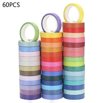 

60 Rolls Washi Masking Tapes | 8mm Wide Colorful Decorative Masking DIY Tapes
