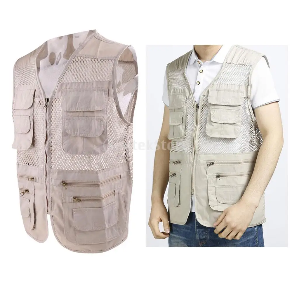 

Mens Mesh Fishing Vest Photography Work Multi-pockets Vest Jacket