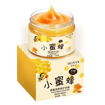 

Milk Honey Hand Mask Hand Wax Moisturizing Whitening Skin Care Exfoliating Calluses Hand Film Hands Care Cream with Spoon