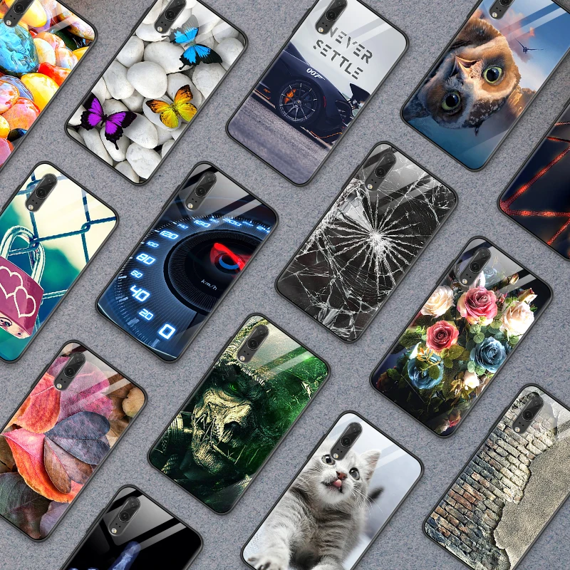 

Tempered Glass Cover for Huawei Enjoy 9s Shell Mate20 Lite Pro Nova 2 3i 4 P Smart+ P20 P30 Honor Play Fashion Luxury Hard Case