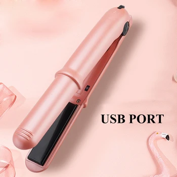 

Electric Ceramic Magic Curling Professional 2 In 1 Straightening Machine Hair Curling Iron USB Styling Tools Hair Flat Irons