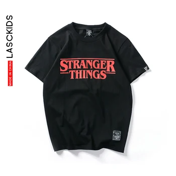 

LASCKIDS Stranger Things Tshirt Men Women Cotton Plain T shirt Casual Summer Solid Tee Shirt Tops Black Blue White Red KU713